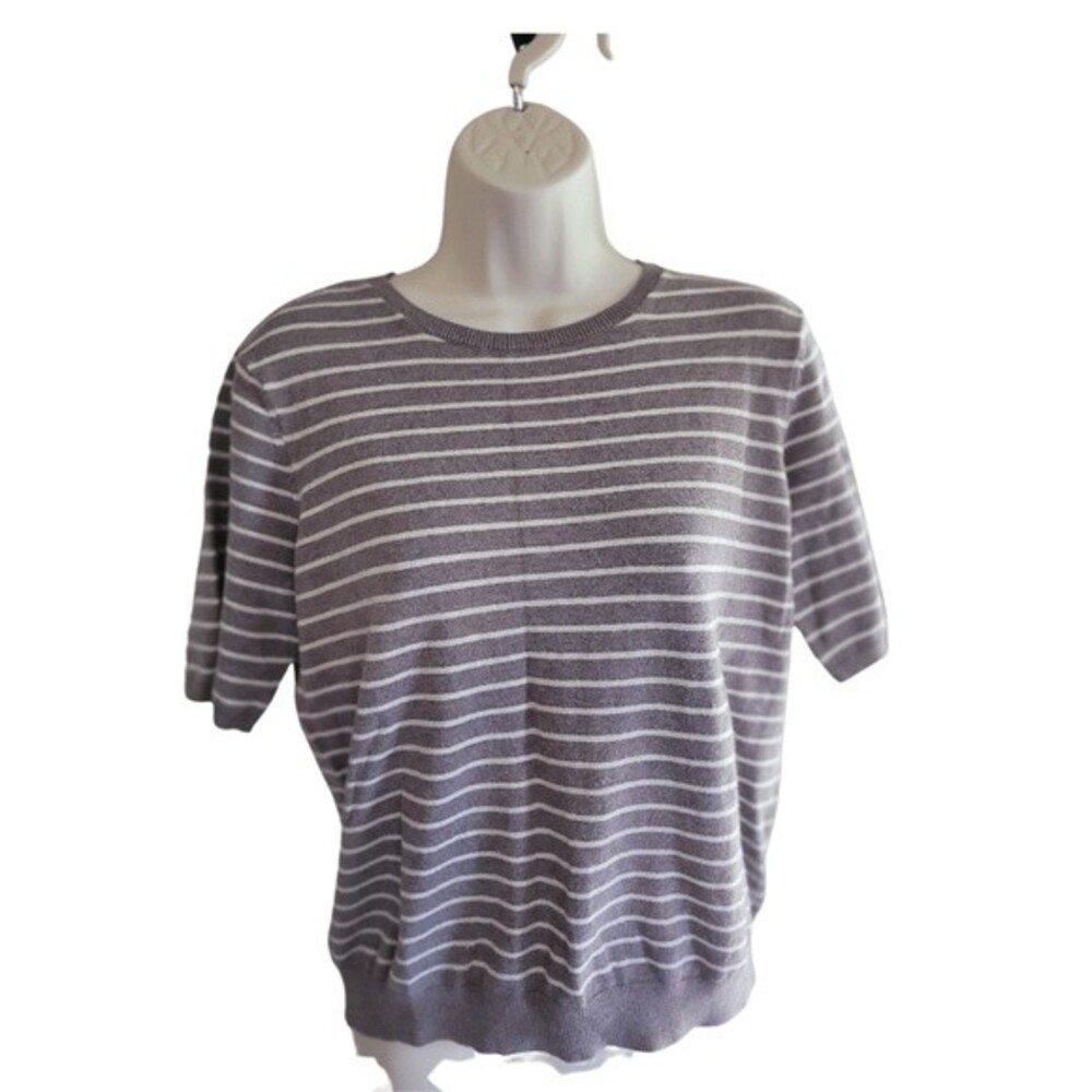 H&M Brown/White Striped Boat Necked Blouse Size Large